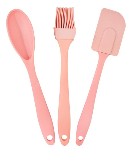 Set X3 Utensillo Silicona Pincel Espatula Cuchara Reposteria