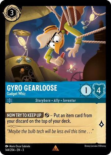 Disney Lorcana Tcg Gyro Gearloose 144/204 - Rare Foil