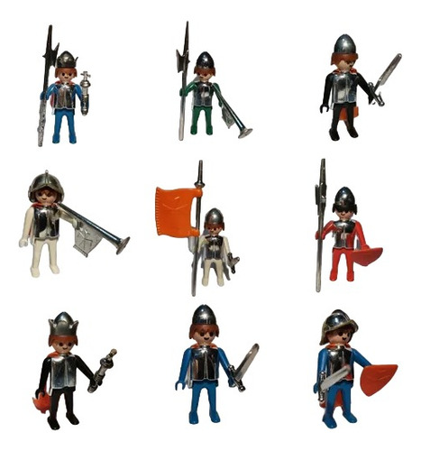 Playmobil Caballeros Cromados Vintage Medievales Guerreros 