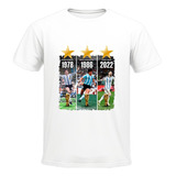 Remera Argentina Tri Campeon Mundial - Messi Maradona Kempes