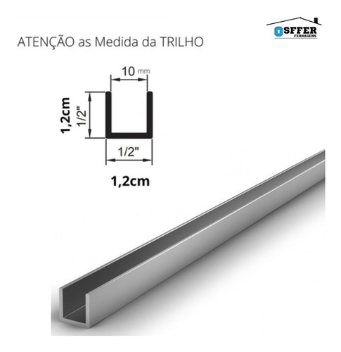 Kit 08 Trilhos Alumínio Canaleta Guia U Com Até 1,00m