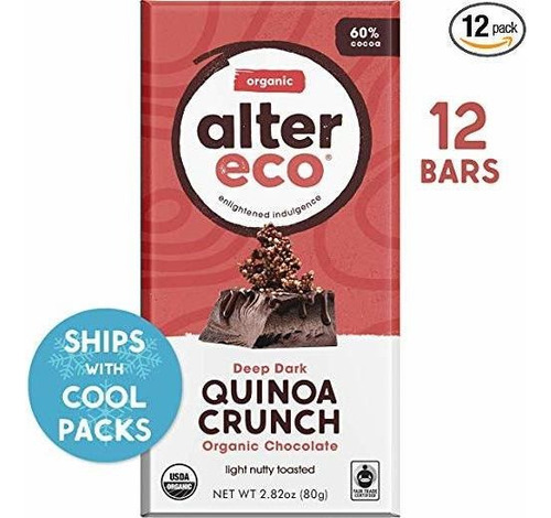 Alter Eco | La Quinua Oscuro Crunch | 60% Puro Cacao Oscuro,