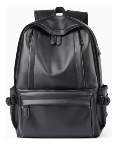 Mochila De Cuero Impermeable Elegante Negra