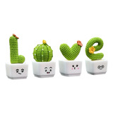 4 Mini Macetas De Cactus Decoracion Love Regalo  Minimalista