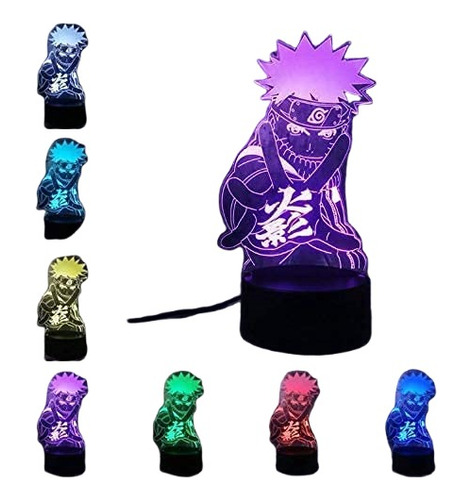 Naruto Patrone Animació Luz Nocturn,7 Color Lámpara Mesa Led