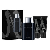 Kit Attractive Masculino Deo Colônia Gel Pós Barba Shampoo