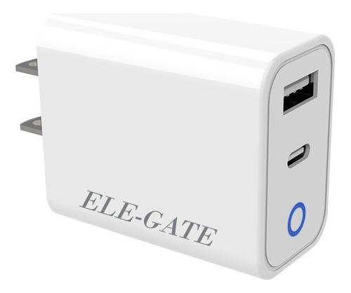 Cargador Doble Usb-c 2 En 1 20w Puerto Usb De Carga Rapida Color Blanco