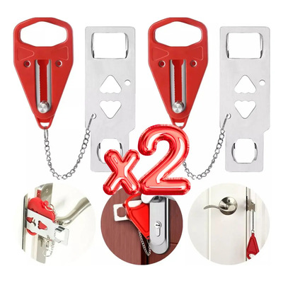 Seguro Cerradura Puerta Seguridad Portatil Privacidad 2 Pzs Color Rojo | MercadoLibre