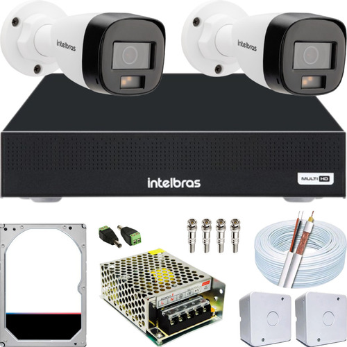 Kit Cftv Cameras Full Color Intelbras 2mp Dvr 4 Canais 3004c