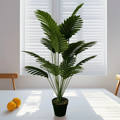 Set De 2 Plantas Tropicales Artificiales De Hojas Verdes Color Verde | Meses sin interés