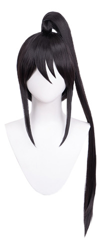 Peluca Negra De Anime Para Hombre, 80 Cm De Largo, Para Fies