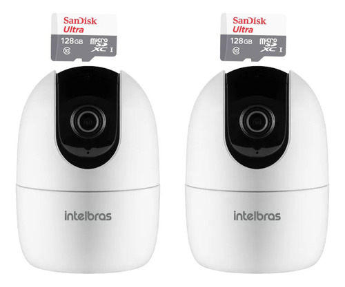 2 Câmeras Wi-fi Intelbras Im4 C Mibo 360º + Cartão Sd 128gb