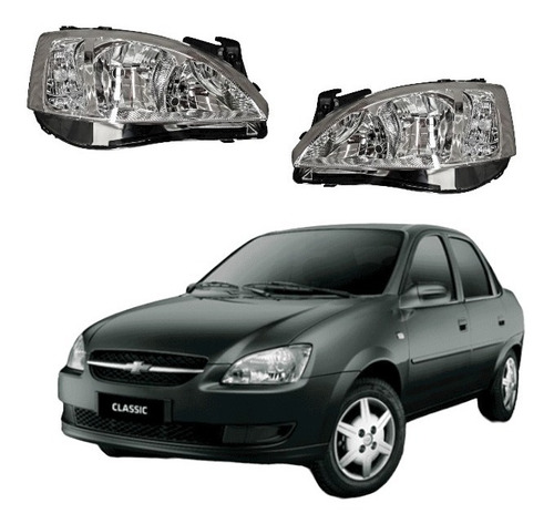 Par De Faros Chevrolet Corsa  2008 - 2011  Fondo Cromado 