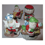 4 Figura Resina Pintadas Mano Santa Claus Navidad Nacimiento