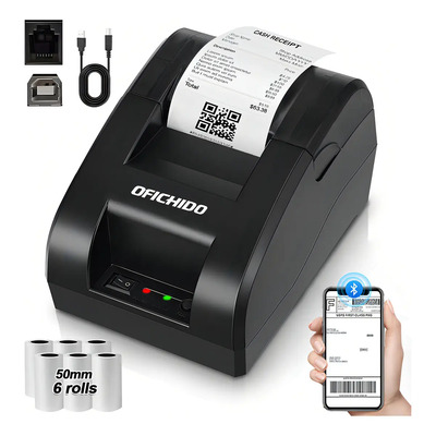 Impresora Térmica Tickets De 58mm Con Bluetooth Y Puerto Usb + 6 Rollos Papel Termico De 58 Mm, Impresora Portatil Bluetooth Nergo | Envío gratis