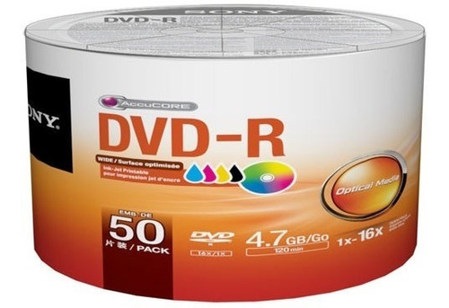 Sony Dvd-r 4.7gb Bulk 50un Imprimible Especial Imagenologia