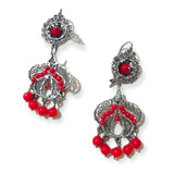 Aretes De Coral Con Plata , Pendientes De Filigrana