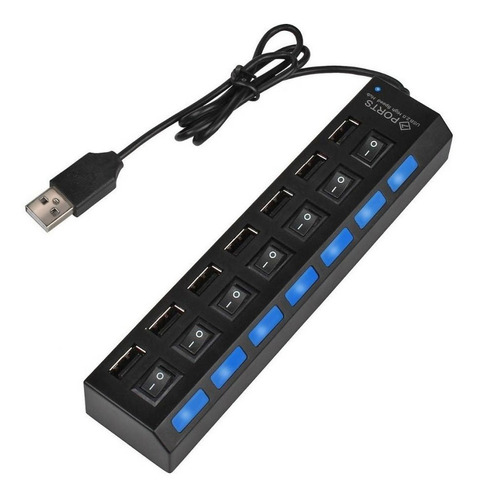 Hub Usb 7 Puertos Extension Multiplicador Cargador Datos Aae