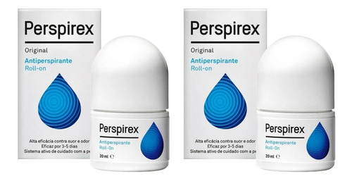 2 Un. Desodorante Roll On Perspirex Unissex  Original 20ml