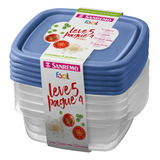 5 Potes Plástico 530ml Quadrado Microondas Freezer Bpa Free