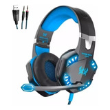 Diadema Gamer Kotion Each G2000 Usb Microfono Led Azul