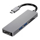 Hub Tipo-c 5 En 1 Hdmi + Usb3.0 X 2 + Lectro Sd Y Microsd 