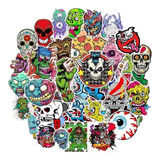 Stickers Calcomanias Monstruos Calaveras Zombis Pack 50 Unid