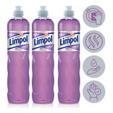 Kit 3 Detergente Liquido Lavanda Limpol Bombril 500ml