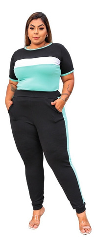 Conjunto Calça E Blusa Feminina Moda Plus Size 2 Peças Gg123