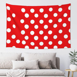 Red And White Polka Dots Print Tapestry Decorative Wall Sof.