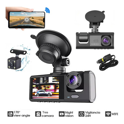 Dashcam 1080p 3 Cámaras Gran Angular 170° con Wifi APP LED y G Sensor Wohingo Dashcamera Hd1080p+app+wifi Cámara Para Automovil Accesorio | MercadoLibre