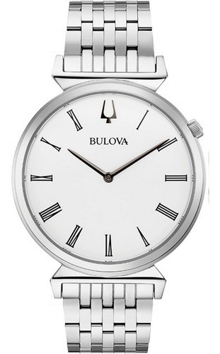 Reloj Bulova 96a232 Para Hombre, Color De Correa Plateado Y Bisel Plateado, Color De Fondo Blanco