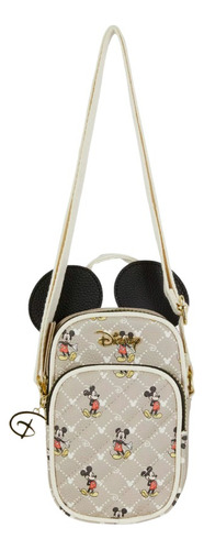 Crossbody Disney Mickey Mouse Orejas Porta Celular Beige