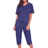 Pijama Lupo Liganete Capri Feminino Com Renda