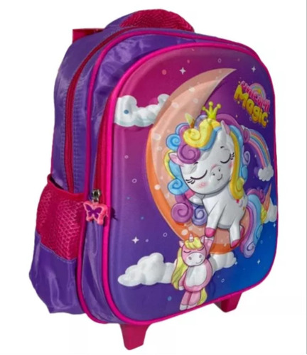 Mochila Nena Carrito Carro Escolar Reforzada 14  Unicornio