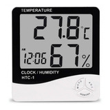 Termometro Ambiental Higrometro Digital Medidor De Temperatura Hidrometro Reloj Alarma Htc-1 Pasteleriacl