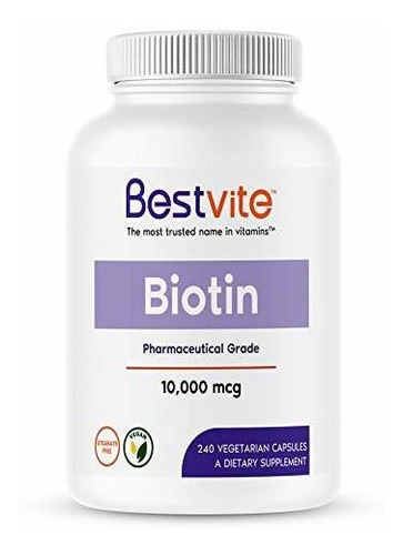 Biotina 10,000mcg (240 Cápsulas Vegetarianas) - Sin Esteara