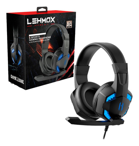 Fone De Ouvido Headset Gamer Led Plug 3.5mm Usb Lehmox Gt-f6 Cor Preto