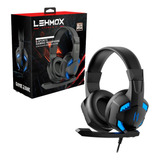 Fone De Ouvido Headset Gamer Led Plug 3.5mm Usb Lehmox Gt-f6 Cor Preto