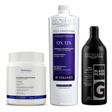 Prohall Po Descolorante + Ox + Matizador Black 3x1