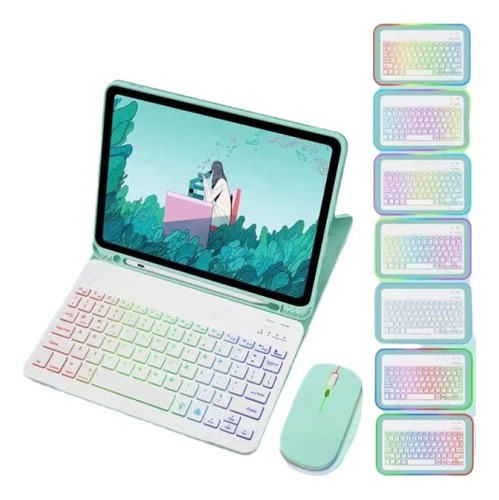 Funda Con Teclado Y Ratón Rgb Para Samsung Galaxy Tab A8/s8