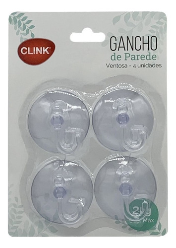 Kit 4 Ganchos Ventosa De Parede Super Aderência Suporta 2kg