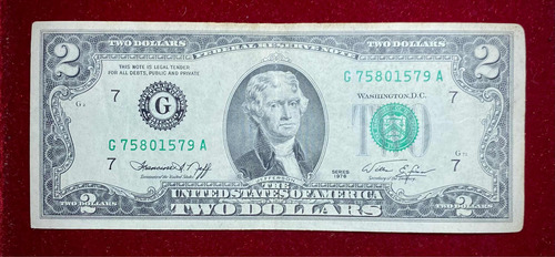 Billete 2 Dólares Estados Unidos 1976 Pick 461 G Chicago
