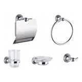 Set Kit Accesorios Baño Juego 5 Pzas Metal Cromado 