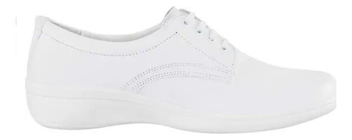 Zapato De Piel Con Agujeta Flexi 2603 Blanco Mujer