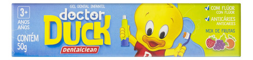 Gel Dental Infantil Com Flúor Mix De Frutas Doctor Duck Dentalclean Caixa 50g