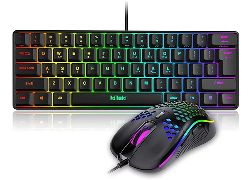 Combo Teclado Y Mouse Gamer Con Cable | Negro / Redthunder