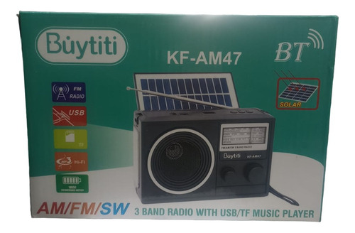 Radio Kf-am47 Am/fm/sw Solar Usb/micro Sd/bt Color Negro