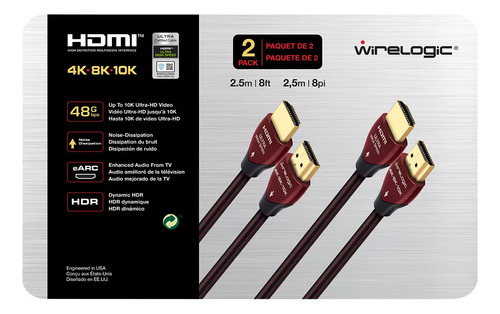 Dualpack De Cables Hdmi Wirelogic Ultrahd 4k, 8k Hasta 10k