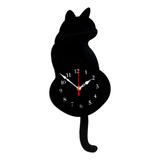 Reloj De Pared Kitten Wagging Tail Gato Negro